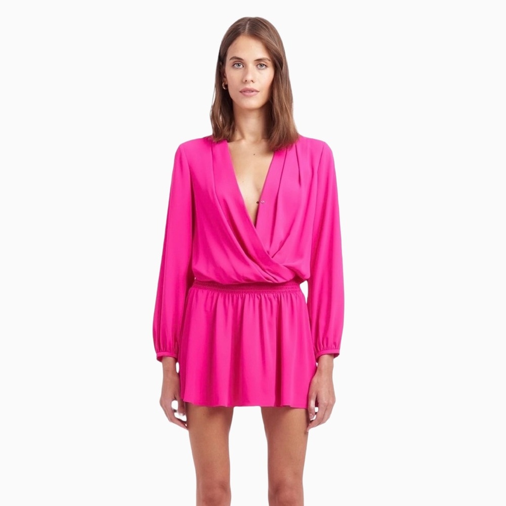 Amanda Uprichard Ciara Hot Pink Mini Dress Xs Fuchsia